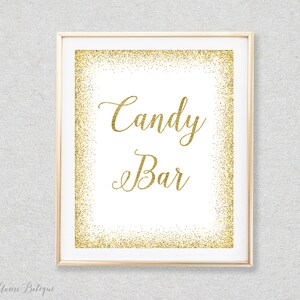 Candy Bar Sign, Wedding Bar Sign, Floral Printable Sign, Gold Candy Bar Sign, W733