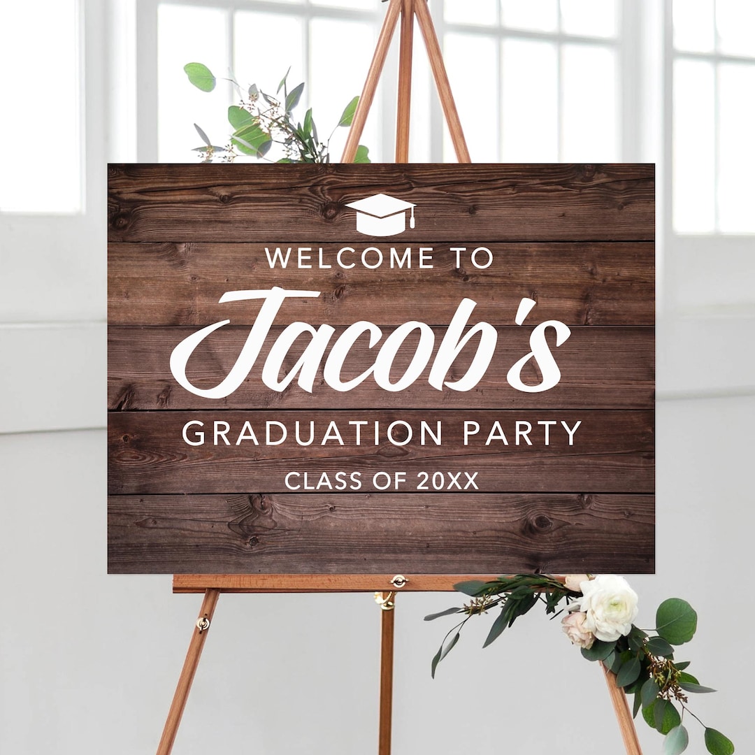 Rustic Graduation Signs Boys Graduation Welcome Sign, Rustic Grad Party Sign, Graduation Decor ...