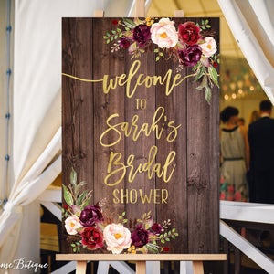 Welcome Bridal Shower Sign, Bridal Shower Welcome Sign, Large Welcome Sign, Floral Welcome Sign, Rustic  Welcome Sign, W87