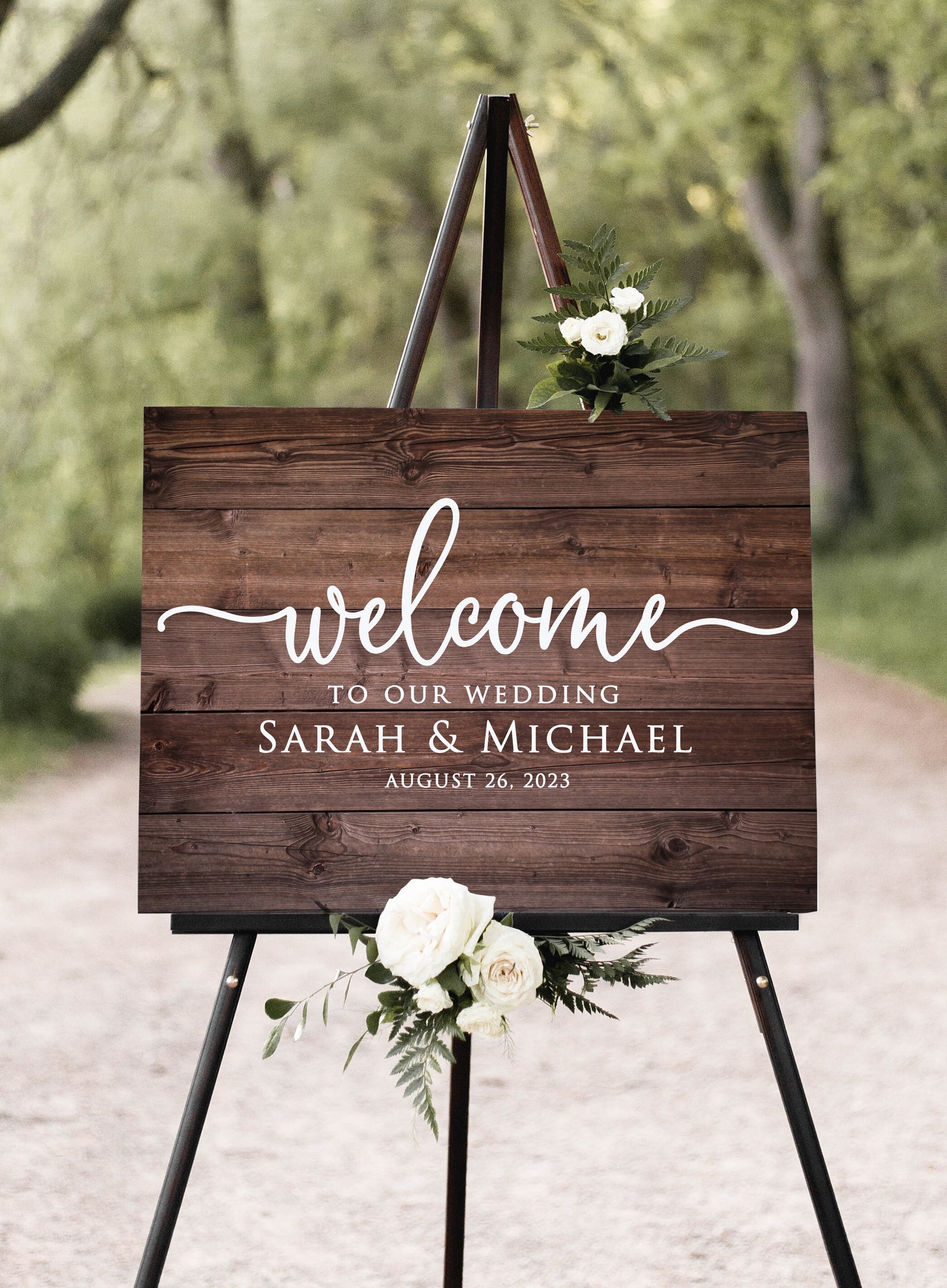 ウエルカムボード　UK-W7 Printed or Digital Rustic Wedding Welcome Sign, Country Decor