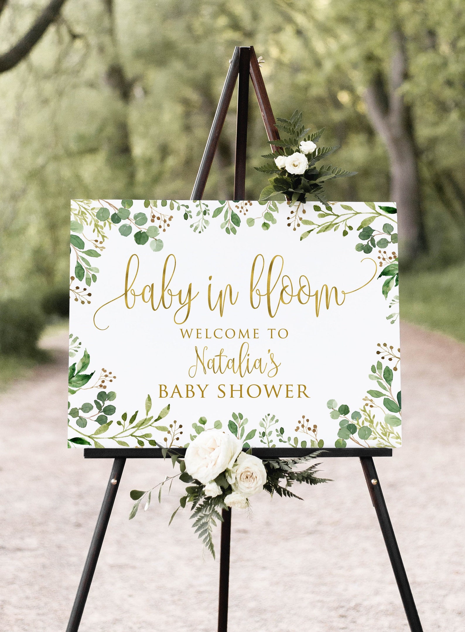 Greenery Baby in Bloom Welcome Sign Baby Shower Welcome Sign - Etsy
