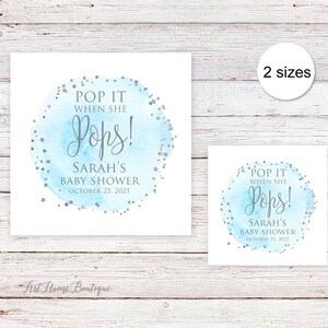 Pop It When She Pops Tags, Blue and Gray Baby Shower Thank You Tags ...
