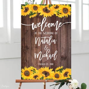 Sunflowers Wedding Welcome Sign, Rustic Welcome Wedding Sign, Welcome To Our Wedding Sign, Sunflowers Welcome Sign, Digital file, W240