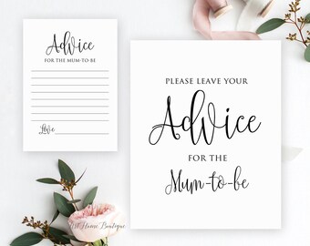 Bordje en kaartjes met advies voor babyshower, laat je advies achter, advies voor de aanstaande moeder, direct downloaden, digitaal bestand, BS59