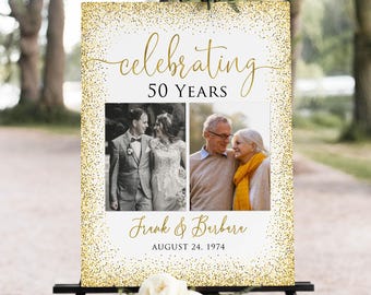 Willkommensschild zum 50. Hochzeitstag, Fotoposter zum 50. Hochzeitstag, W377-1, Digitale Datei
