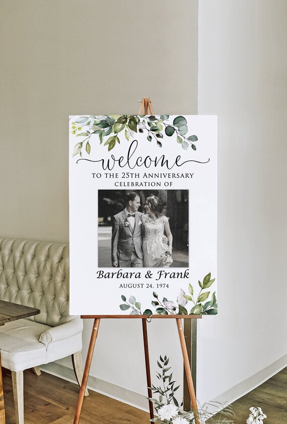 25th Wedding Anniversary Welcome Sign, Photo Anniversary Welcome