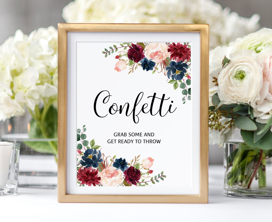 Confetti Sign Confetti Send Off Sign Wedding Sign Floral Etsy