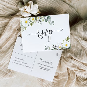RSVP Postard, Daisy RSVP Card, Wedding Postcard Rsvp, Daisy Birthday RSVP Card, Additional cards, Daisy Anniversary Rsvp, Reply card W1551-1
