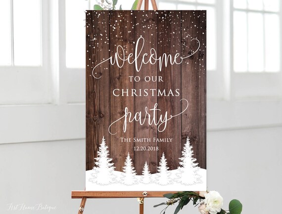Christmas Welcome Sign, Christmas Party Welcome Sign, Holiday Party Welcome Sign, Winter Welcome Sign, Rustic Wonderland Welcome Sign, H572