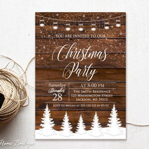 Christmas Party Invitation, Rustic Winter Invitation, Rustic Christmas Invitation, Christmas Invitation Printable, Holiday Invitation,#CP01