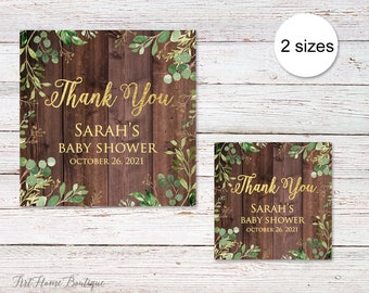 Greenery Baby Shower Thank You Tags, Rustic Favor Tags, Thank You Tags, 2x2 or 3x3 inches, Personalized, Digital File, BS815, W815