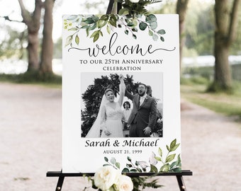 25th Anniversary Sign, Photo Anniversary Welcome Sign, 25th