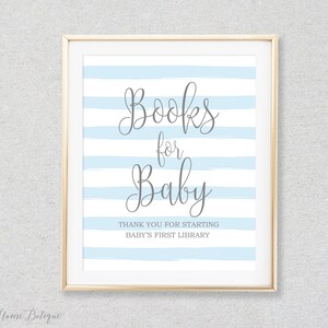 Signe de livres rayés pour bébé, apportez un livre au lieu d'une carte, signe de demande de livre, téléchargement immédiat, BS038