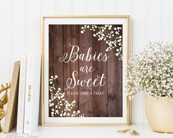 Babies are Sweet, Take a Treat Sign, Rustic Baby Shower Favors Sign, Dessert Table Sign, Please take one, Baby’s Breath, Gypsophila, BS310