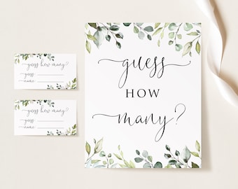 Guess How Many Game, Guessing Game, Baby Shower Guessing Game, Bridal Shower Guessing, Baby Shower Guess How Many Instant Download, W1124