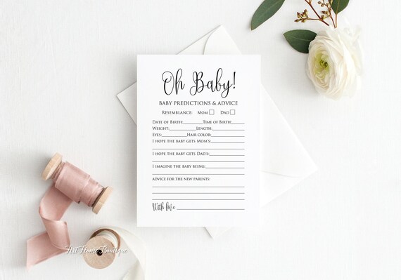 Baby Predictions and Advice Game, Classic Baby Shower Advice Cards, Instant Download, Digital File, Oh Baby, BS59