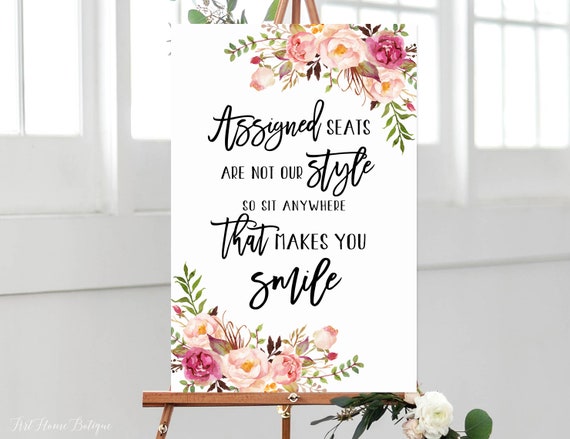 Assigned Seats Sign Assigned Seats Are Not Our Style So Sit | Etsy