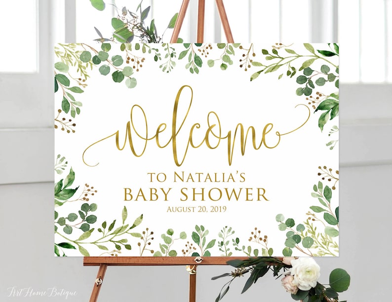 Greenery Baby Shower Sign Calligraphy to Baby Etsy