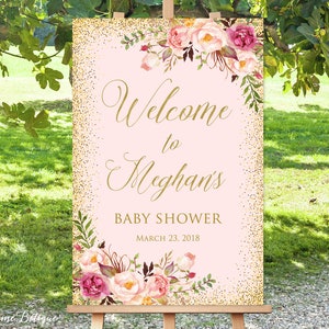 Baby Shower Welcome Sign, Welcome to Baby Shower Sign, Large Welcome Sign, Floral Welcome Sign, Large Poster, Printable Welcome Sign, BS130