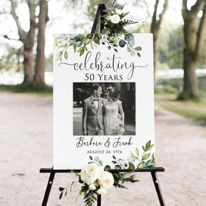 Celebrating 50 Years, Photo Anniversary Welcome, 50th Anniversary Welcome Sign, Golden Anniversary Sign, Digital File, W1124-5