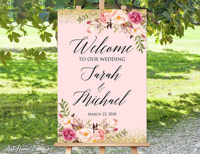 W-117 Wedding Signs Printable Printable Welcome Sign Large Welcome Sign Welcome To Our Wedding Sign Blush Pink Welcome Wedding Sign