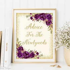 Eggplant Advice for the Bride and Groom, Advice Wedding Sign, Purple Advice Sign, Printable Wedding Sign, W866