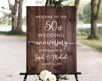 Rustic Anniversary Welcome Sign, Country Wedding Anniversary Sign, 50th Anniversary Welcome Sign, Digital file, W1467