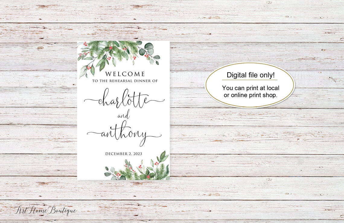 Winter Rehearsal Dinner Sign Christmas Rehearsal Etsy