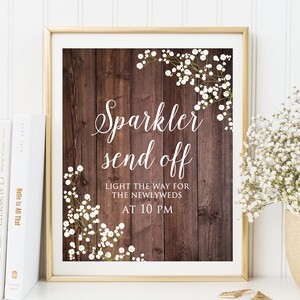 Sparkler Send Off Sign, Rustic Sparkler Send Off Wedding Sign, Sparkler Sign Printable, Baby’s Breath, Gypsophila, W310