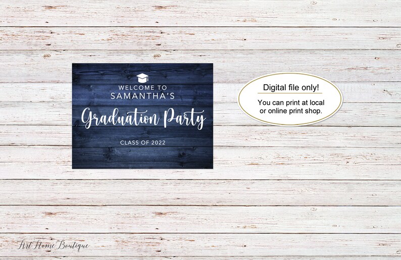 Rustic Navy Graduation Party Welcome Sign Blue Graduation | Etsy