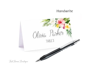 Tropical Place Card, Food Tents, Hawaiian Wedding Place Cards, Digital File, W1516