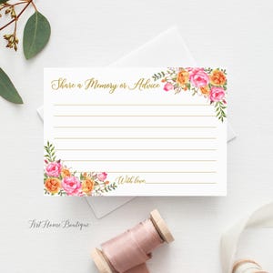 Tarjeta de recuerdo o consejo para compartir en rosa intenso y naranja para graduación, tarjetas de recuerdo para fiesta de graduación, archivo digital, W58