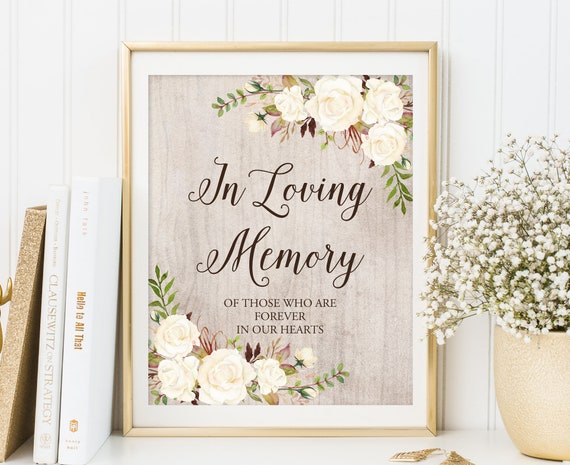 In Loving Memory Wedding Sign Memorial Table Sign Rustic | Etsy