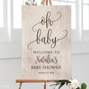 Oh Baby Welcome Sign, Rustic Baby Shower Welcome Sign, Calligraphy Welcome to Baby Shower Sign, Large Welcome Sign, BS478