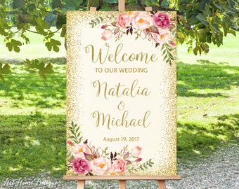 Welcome Wedding Sign, Welcome To Our Wedding Sign, Ivory Welcome Wedding Sign, Large Welcome Sign, Cream Wedding Signs Printable, W23