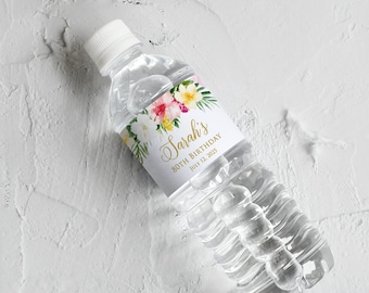 Tropical Birthday Water Bottle Labels, Hawaiian Water Bottle Label, Digital File, W1516