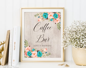 Coffee Bar Sign, Brewery Wedding Sign, Rustic Coffee Bar Sign, W238