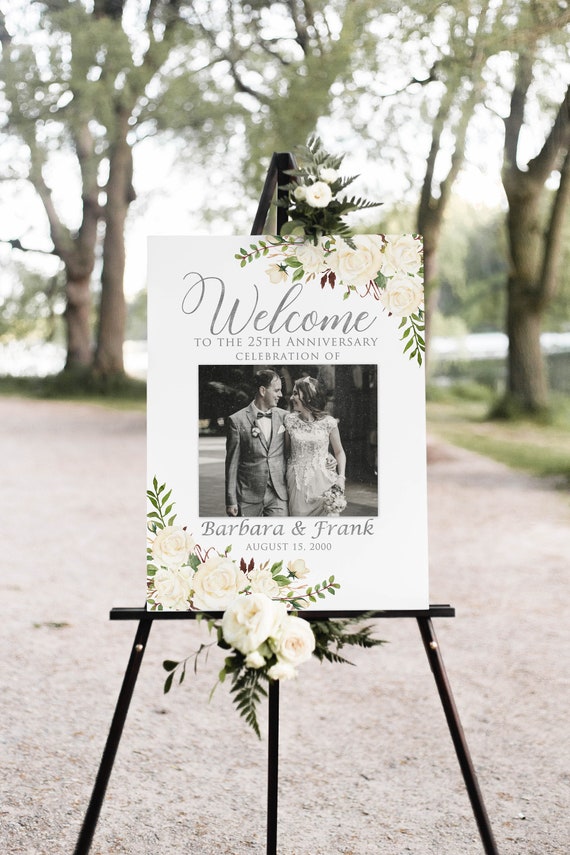Printed or Digital 25th Anniversary Welcome Sign With Photo, W951
