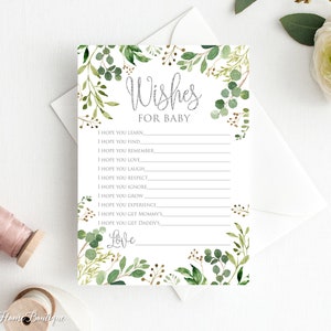 Greenery Babyparty-Wünsche für Babykarten, Garten-Babyparty, digitale Datei, BS045