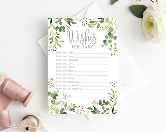 Groene babyshowerwensen voor babykaarten, tuinbabyshower, digitaal bestand, BS045