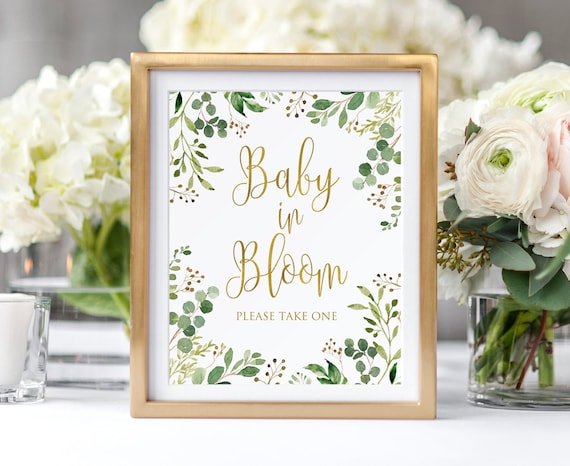 Baby in Bloom Sign, Take a Treat Sign, Greenery Baby Shower Favors Sign,  Dessert Table Sign, Please Take One Sign, BS33 