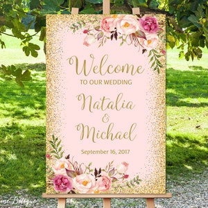 Welcome To Our Wedding Sign, Blush Pink Welcome Wedding Sign, Large Welcome Sign, Wedding Signs Printable, Printable Welcome Sign, W02