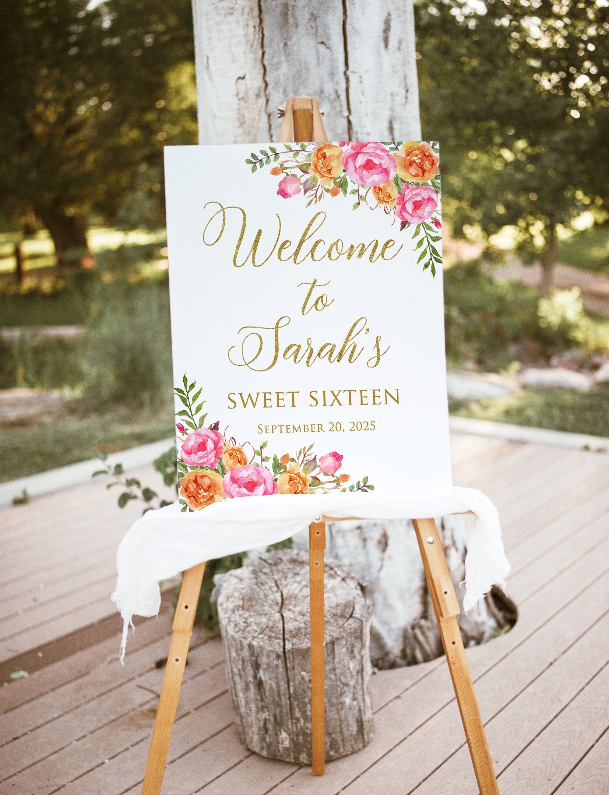 Start Journey Blush Sweet Sixteen Welcome Sign, Blush Welcome Sign, Pink Birthday Sign, Welcome To Sweet 16, Personalized Sweet Sixteen