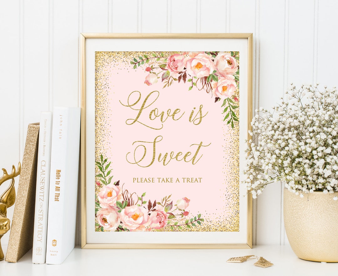 Very Sweet Sign Love is Sweet Sign, Dessert Table Sign, Favor Table Sign, Blush Pink ...