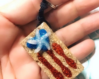 Keychain Sand Puerto Rico Flag, Keychain Flag Puerto Rico, Puerto Rico Charms, Beach Jewelry, Beach Lovers, Summer Jewelry