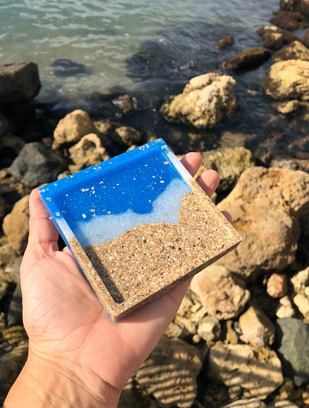 Ocean Cup Holder, Sand Beach, Cup Holder, Sand Cup Holder, Ocean Decor