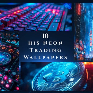 10 His Neon Trading Wallpapers | Bold Forex, Crypto & Stock Market Backgrounds | Dark Blue Finance Aesthetic | Instant Download JPG