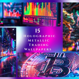 15 Holographic Metallic Trading Wallpapers | Shimmering Finance Backgrounds for Traders & Investors | Story Format
