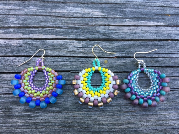 peyote fan earrings