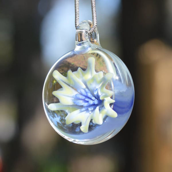 Glass Blown Flower Necklace Etsy